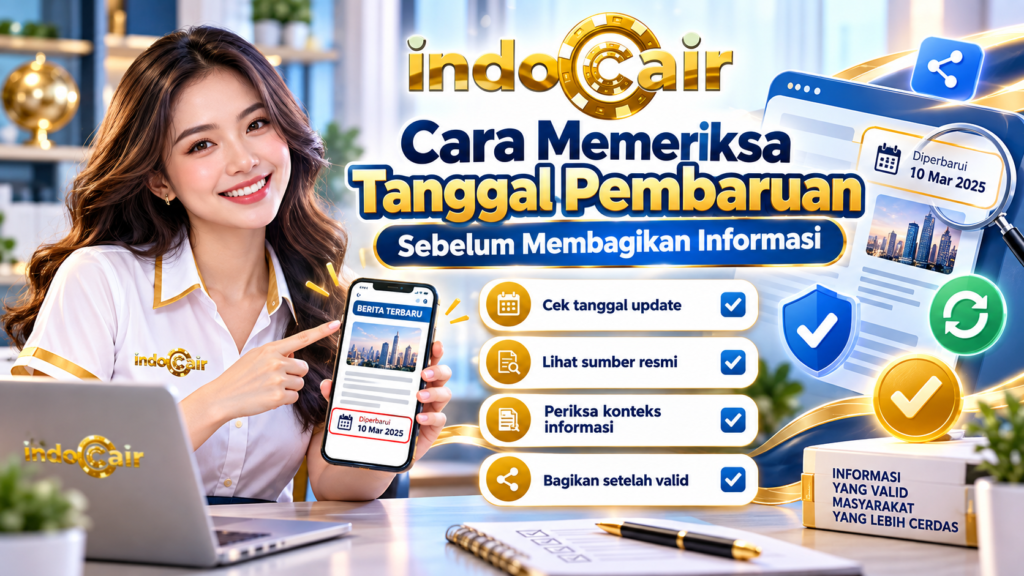 Cara memeriksa tanggal pembaruan sebelum membagikan informasi dengan mengecek tanggal update, sumber resmi, konteks, dan validitas informasi.