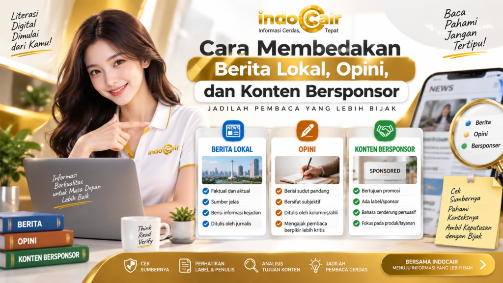 Cara membedakan berita lokal, opini, dan konten bersponsor
